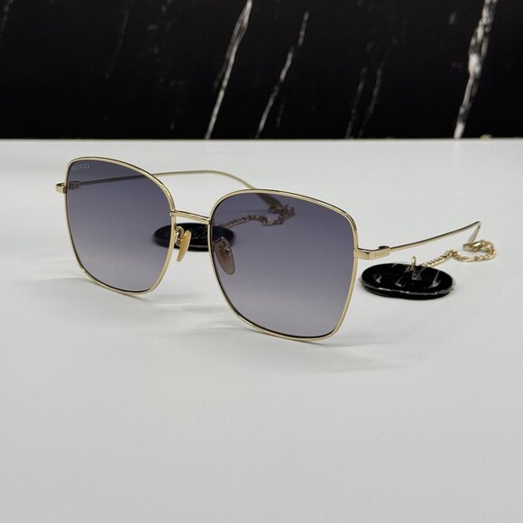 NEW GUCCI GG1030SK 001 WITH EARRINGS GOLD WOMEN GUCCI SUNGLASSES limited edition main image 12